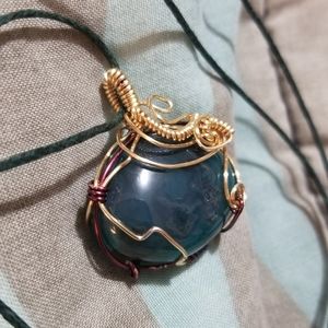 Tumbled Agate Wire Wrapped Pendant